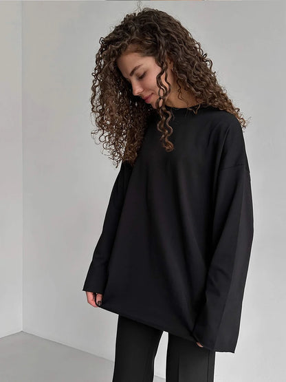 Women's Oversized Cotton Pullover Sweater - Soft, Cozy, and Stylish for Every Season