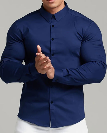 Men's Slim Fit Casual Long Sleeve Shirt - Stylish & Comfortable Men's Dress Shirt