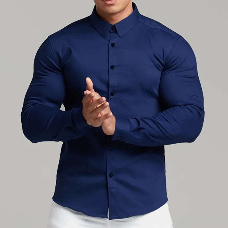 Men's Slim Fit Casual Long Sleeve Shirt - Stylish & Comfortable Men's Dress Shirt