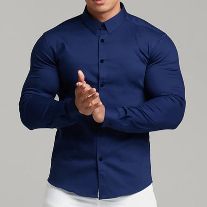 Men's Slim Fit Casual Long Sleeve Shirt - Stylish & Comfortable Men's Dress Shirt