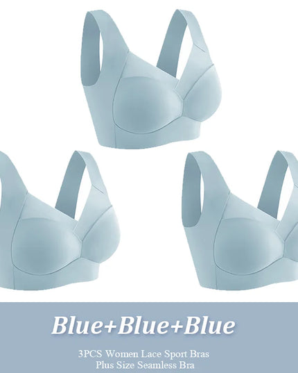 3-Pack Plus Size Women's Lace Backless Sport Bras