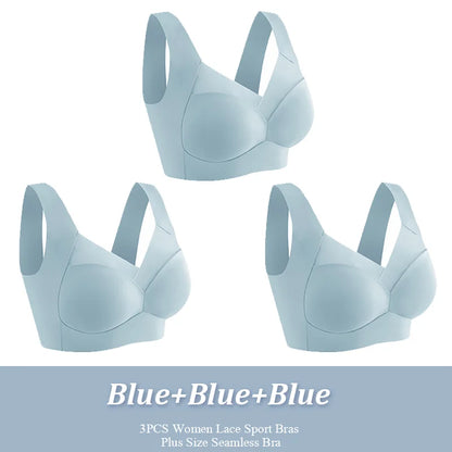3-Pack Plus Size Women's Lace Backless Sport Bras