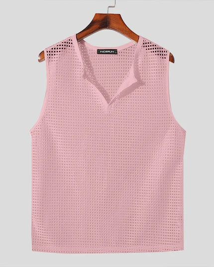 Men's Mesh V-Neck Transparent Tank Top