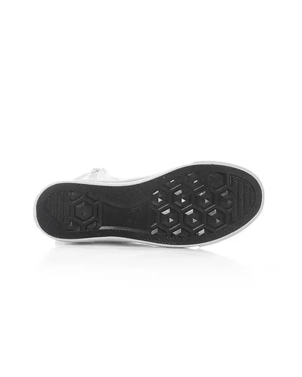 Women's Canvas Sneakers with Mid Tube Lace-Up Design and Side Zipper