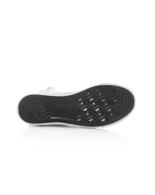 Women's Canvas Sneakers with Mid Tube Lace-Up Design and Side Zipper