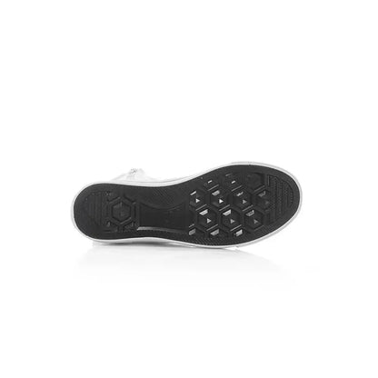 Women's Canvas Sneakers with Mid Tube Lace-Up Design and Side Zipper
