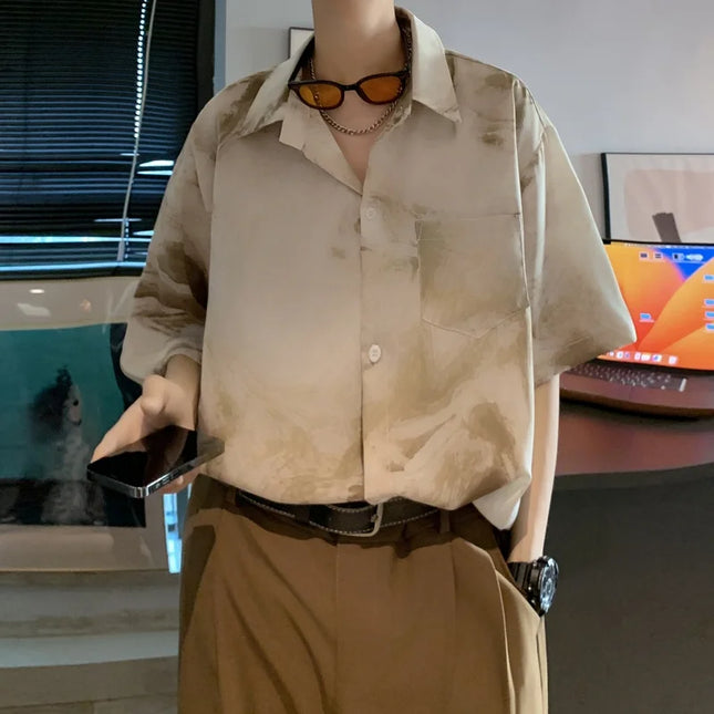 Vintage Men's Lapel Button Shirt - Loose Fit, Stylish Retro Men's Casual Shirt
