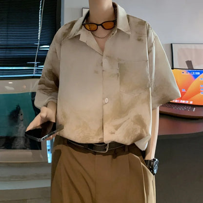 Vintage Men's Lapel Button Shirt - Loose Fit, Stylish Retro Men's Casual Shirt