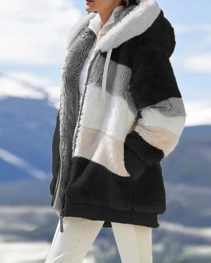 Oversized Hooded Plush Jacket for Women