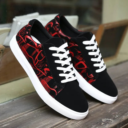 Men's Graffiti-Print Vulcanized Canvas Sneakers