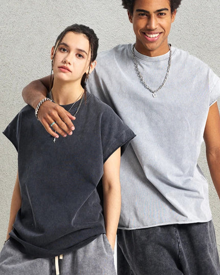 ZODF Unisex Cotton Tank Top – Oversized Loose Fit Sleeveless Vest