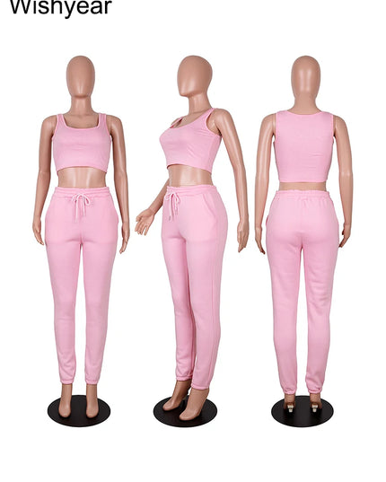 Wisyear Women's 3-Piece Velvet Tracksuit Set - Crop Hoodie, Vest, and Sweatpants Matching Outfit
