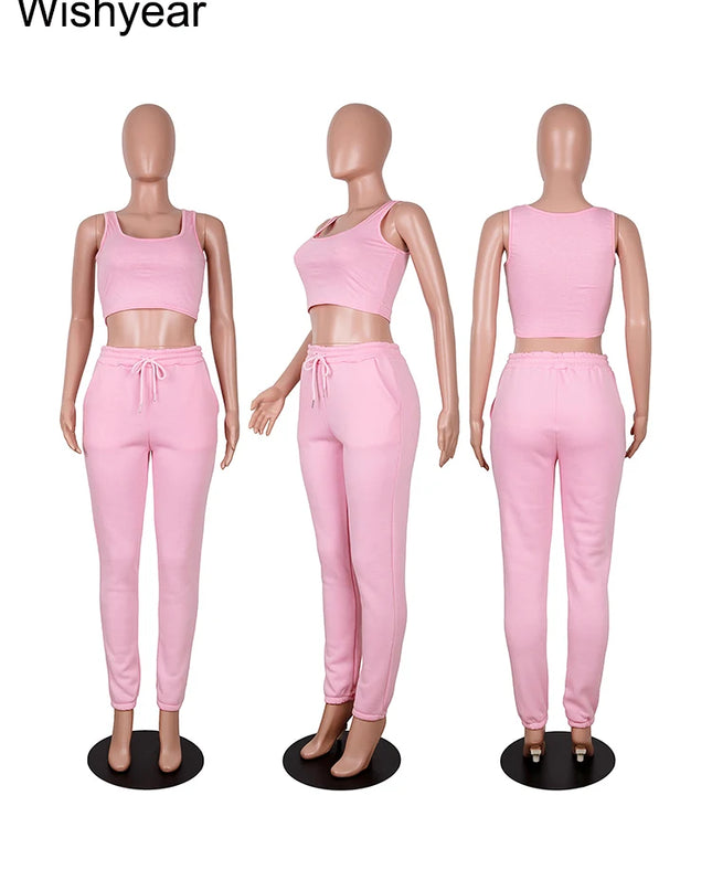 Wisyear Women's 3-Piece Velvet Tracksuit Set - Crop Hoodie, Vest, and Sweatpants Matching Outfit