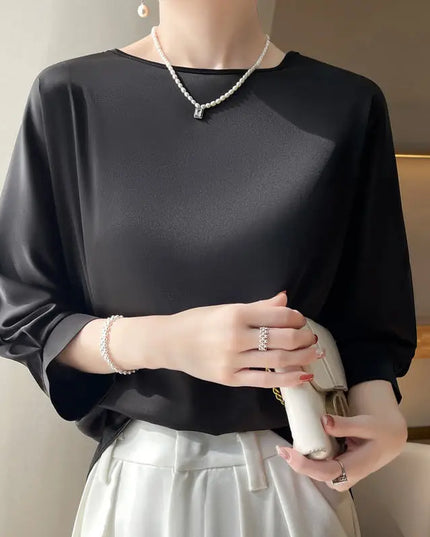Women’s Loose Satin Silk Half-Sleeve Blouses