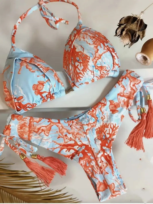 Women's Printed Brazilian Push-Up Bikini Se