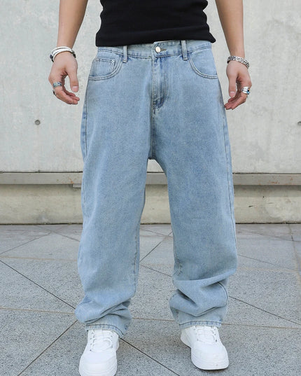 Men's Oversized Baggy Jeans - Loose Fit Straight Wide Leg Denim Pants
