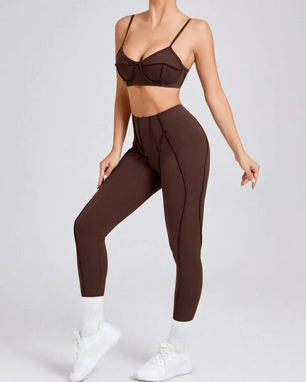 Women's Seamless 2-Piece Yoga Set - High-Waist Leggings and Bra for Fitness & Activewear