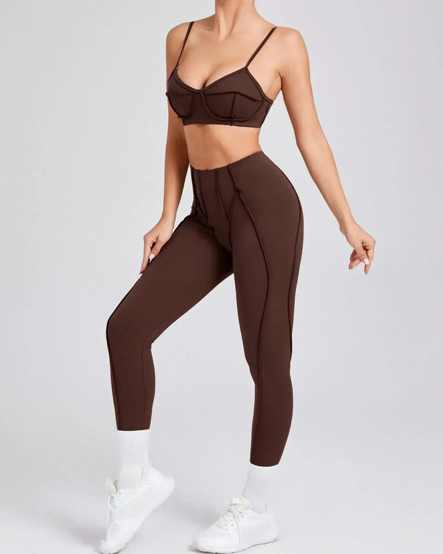 Women's Seamless 2-Piece Yoga Set - High-Waist Leggings and Bra for Fitness & Activewear