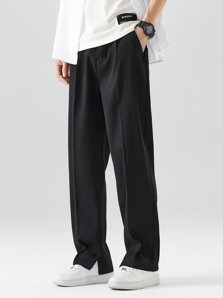 Breathable Casual Men’s Pants - Loose Fit Straight Waist Slacks & Drape Trousers