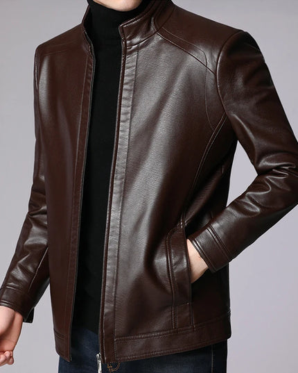 Men's Slim Fit Faux Leather Jacket - Stylish and Durable Men's Leather Jacket
