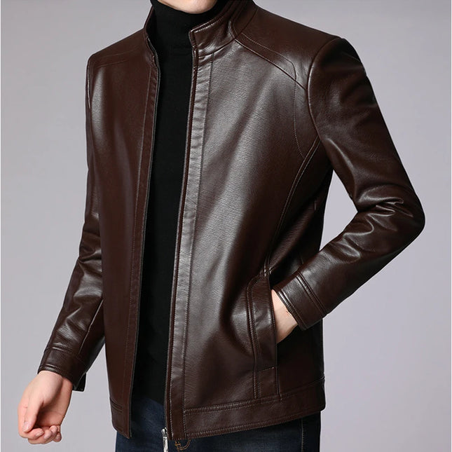 Men's Slim Fit Faux Leather Jacket - Stylish and Durable Men's Leather Jacket