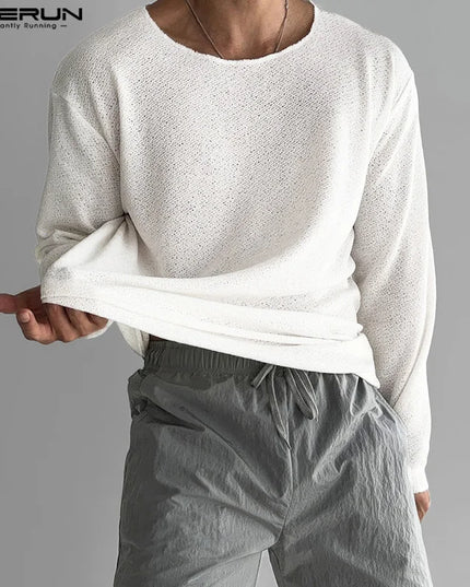 Men's Casual O-Neck Long Sleeve Breathable Sweater