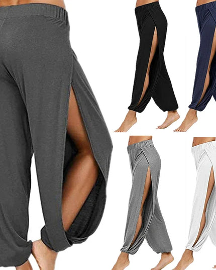 Women's High Slit Hare Pants - Loose Fit, Wide Leg Style