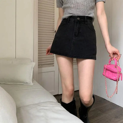 Women's High-Waist Denim Skirt - Slim Fit