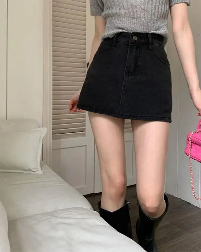 Women's High-Waist Denim Skirt - Slim Fit