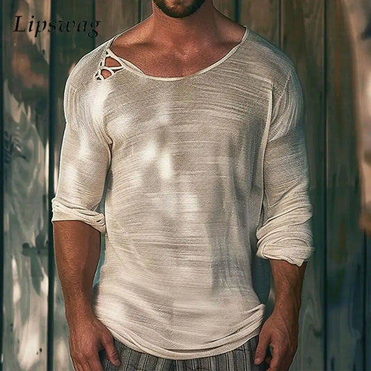 Men's Ripped O-Neck T-Shirt