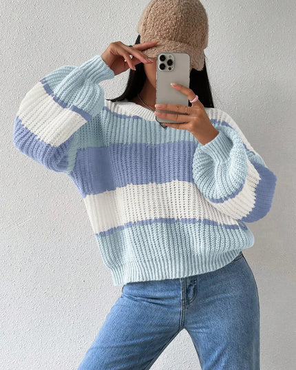 Women's Multicolor Layered Ribbed Knit Sweater