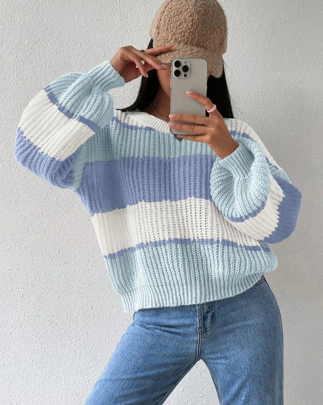 Women's Multicolor Layered Ribbed Knit Sweater