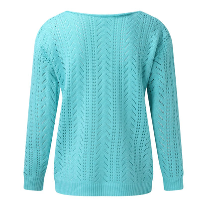 Women's Hollow Knit Cardigan – Stylish Lightweight Open-Front Sweater