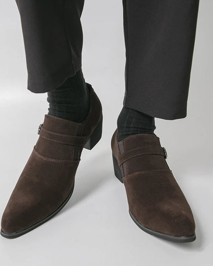 Men's Faux Suede Pointed Toe Height-Enhancing Shoes
