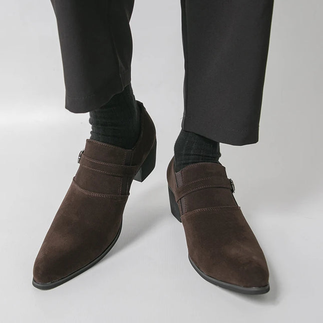 Men's Faux Suede Pointed Toe Height-Enhancing Shoes