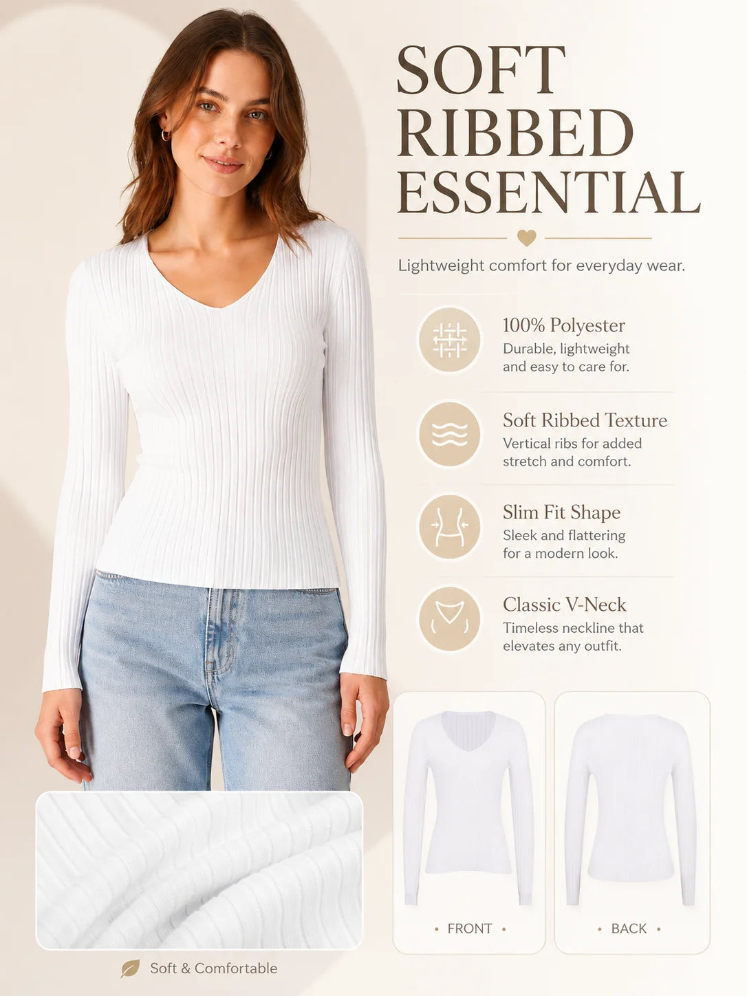 Women's V-Neck Slim Fit Sweater
