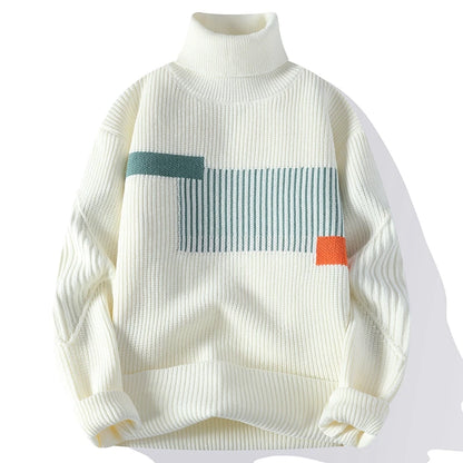 Men's Korean Knit Turtleneck Sweater - Stylish Warm Turtleneck for Men