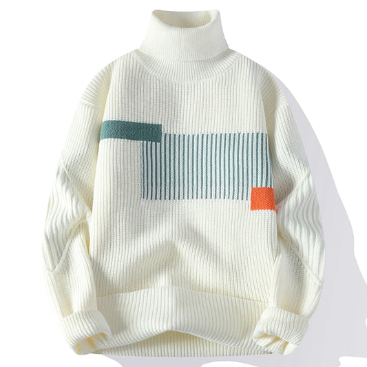Men's Korean Knit Turtleneck Sweater - Stylish Warm Turtleneck for Men
