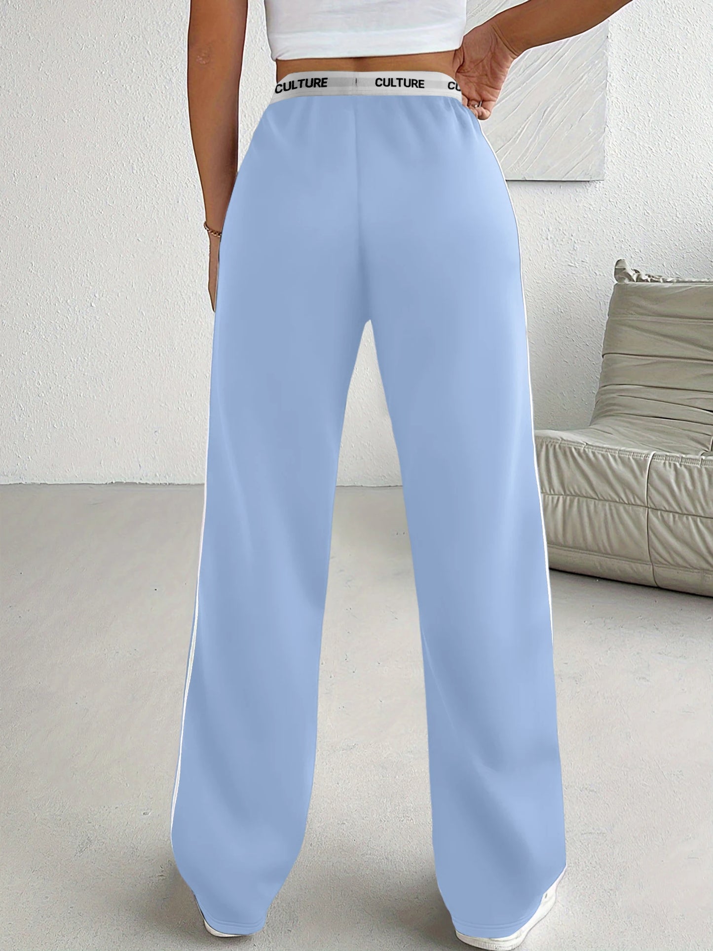 Women's Wide Leg Sweatpants with Side Stripe