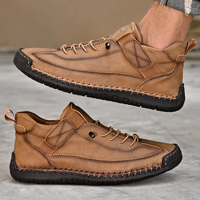 Men's Casual Shoes - Fashionable Solid Faux Leather Footwear