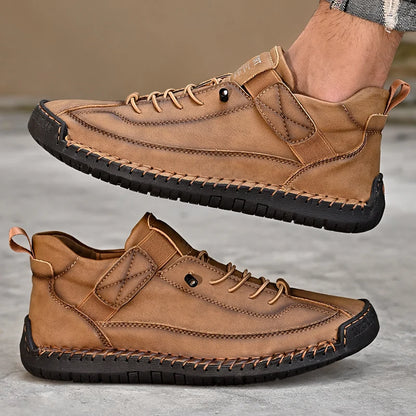 Men's Casual Shoes - Fashionable Solid Faux Leather Footwear