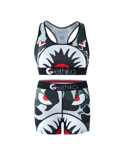 ETHIKA Women's Two-Piece Vest Shorts Swimsuit with Sweat-Absorbing and Quick-Drying Fabric