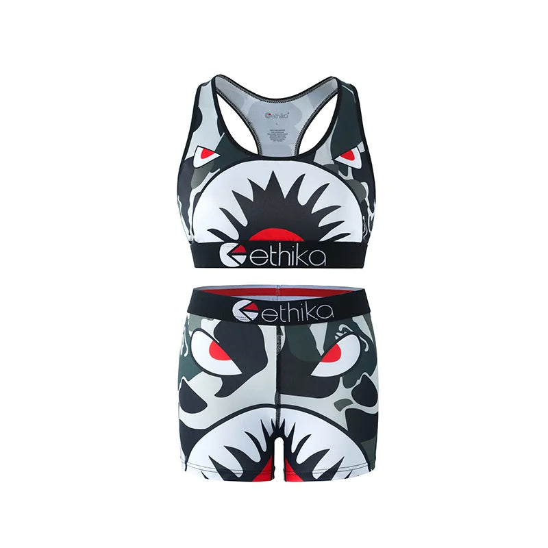 ETHIKA Women's Two-Piece Vest Shorts Swimsuit with Sweat-Absorbing and Quick-Drying Fabric