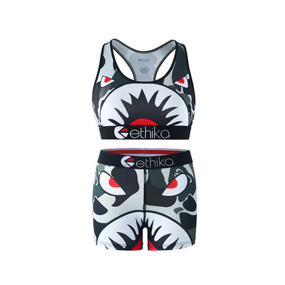 ETHIKA Women's Two-Piece Vest Shorts Swimsuit with Sweat-Absorbing and Quick-Drying Fabric