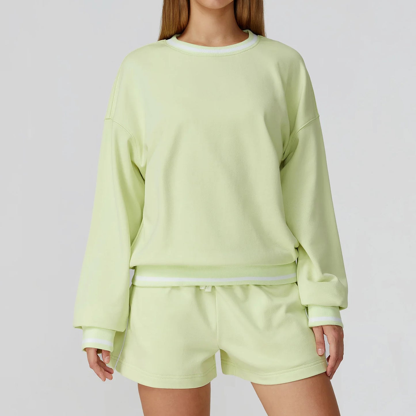 Women's Two-Piece Sweater and Sweatpants/Shorts Set