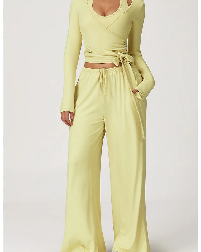Women's 2/3 Pieces Quick-Dry Vest/Cropped Top and Drawstring Pants Set