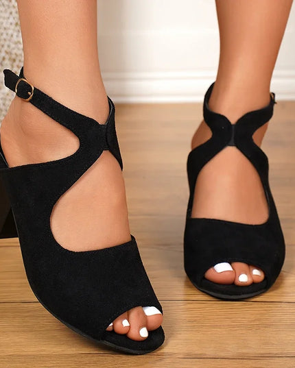 Women's Wrap Sandals with Cross Straps, Thick Sole, Square Heel, and Non-Slip Design