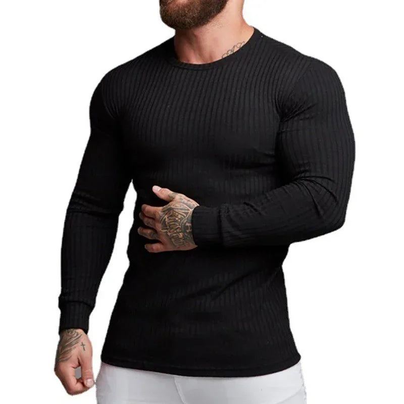 Slim Fit Men's Ribbed Knit Casual Sweater