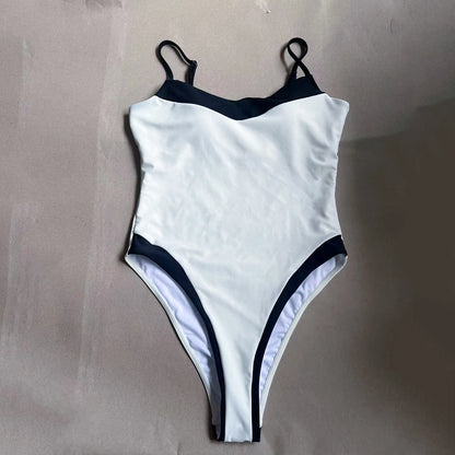Women's High Waist One Piece Swimsuit - Bathing Suit with Patchwork Design