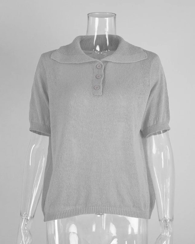 Knitted Women's Short Sleeve Polo T-Shirt